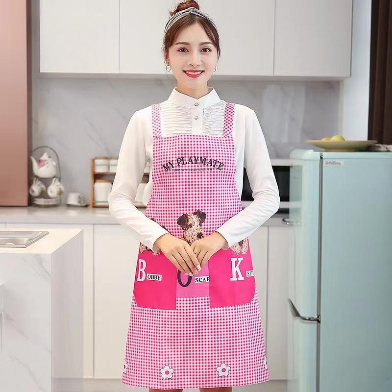 Kuchyňská zástěra Kreslený vzor psa Zástěra Vodotěsná Odolná proti oleji Polyesterová Bez rukávů