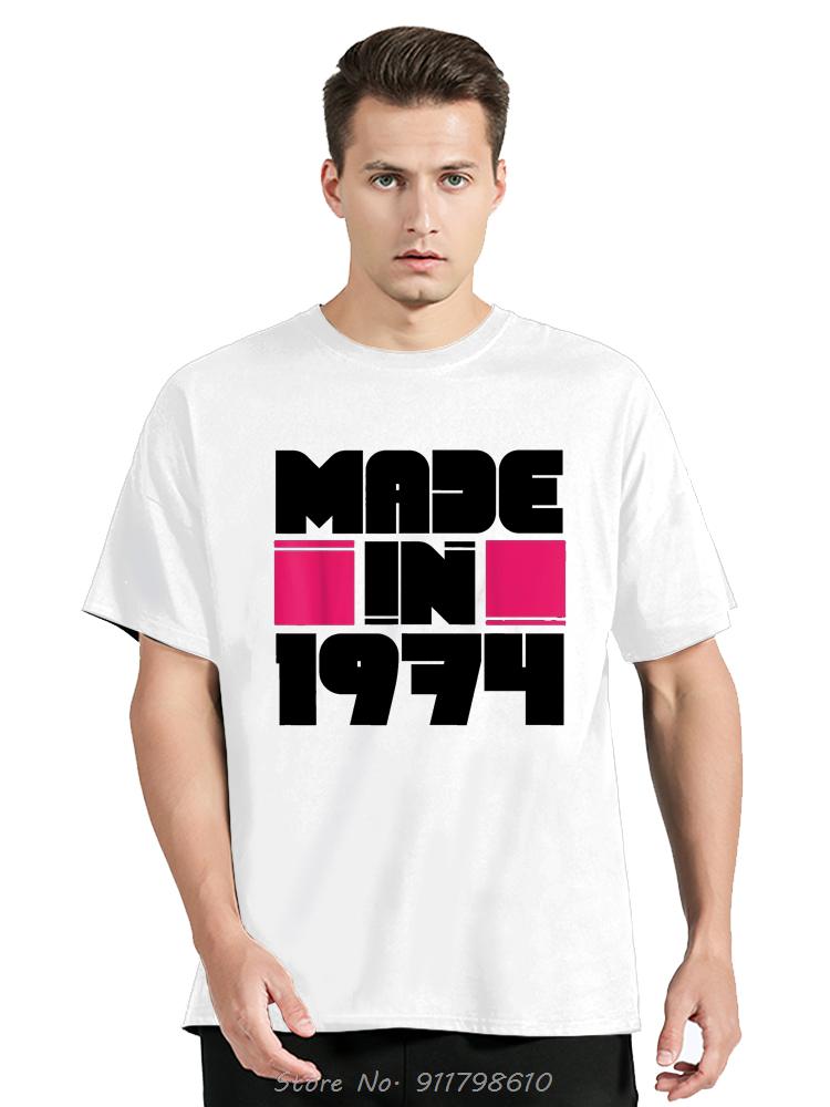 T-shirts Année de Naissance Vintage 1974 Style Rétro Années 70 T-Shirt Unisexe Oversize Mode Décontractée Ample Doux Streetwear