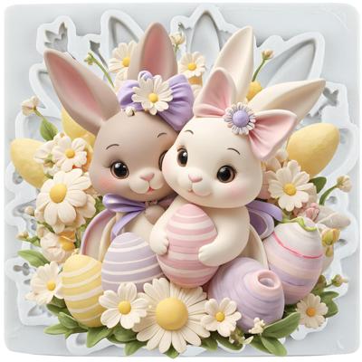Easter Bunny Silicone Molds Rabbit Fondant Mold Cake Decorating Tools Cupcake Topper Candy Chocolate Gumpaste Mold