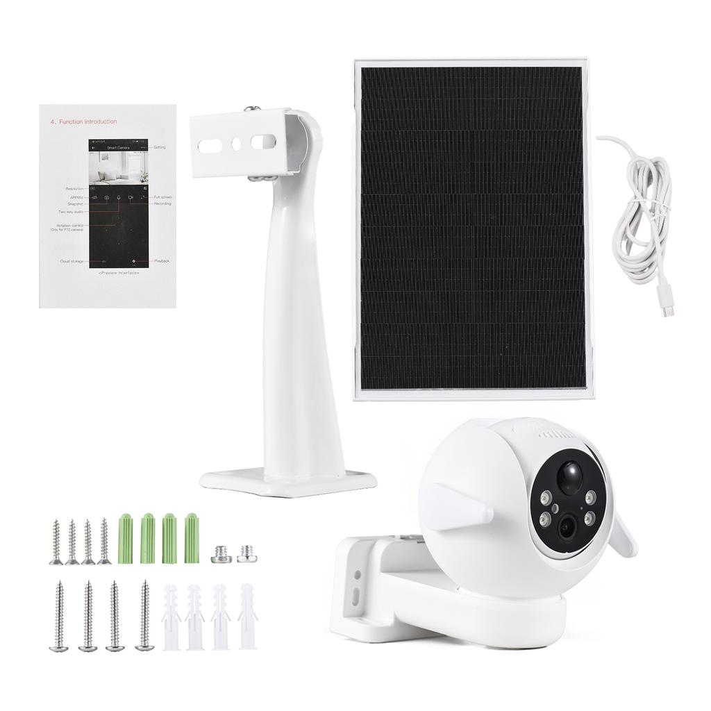 Solar Surveillance Camera 3MP PIR Motion Detection Two Way Voice IP66 Water Resistant Night Vision Wireless Security