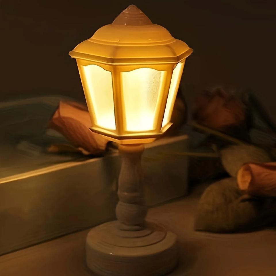 Touch Control LED Night Light - Mini Street Lamp Style,Battery Powered Table Lamp,Bedroom Desk,Cute Decorative Nightlight,Modern