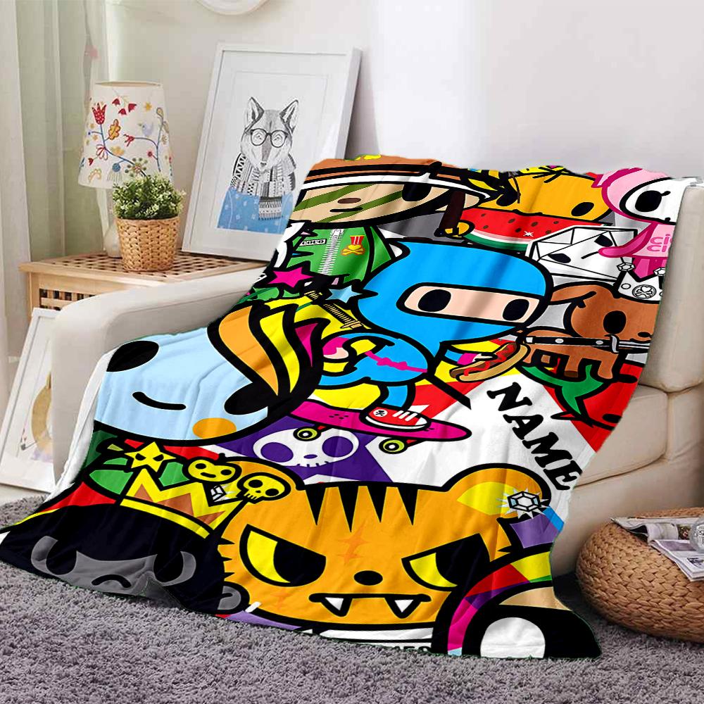Custom Name Tokidoki Theme Printed Blanket - Perfect for Couch, Bed, Travel & Outdoor Use | Machine Washable, Cozy & Durable.