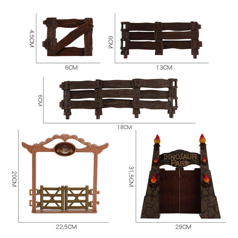 Jurassic Simulation Farm Scene Dinosaur Model Sand Table Toy Set with Fence and Gate