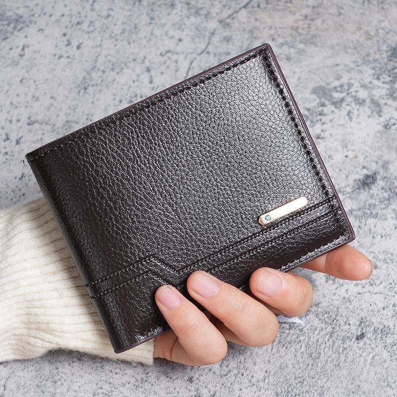 Men's Minimalist Short Wallet  Fashion Soft Leather Business Wallet Credit ID Card Walletfoldable Multi Slot Large Capacity Purs