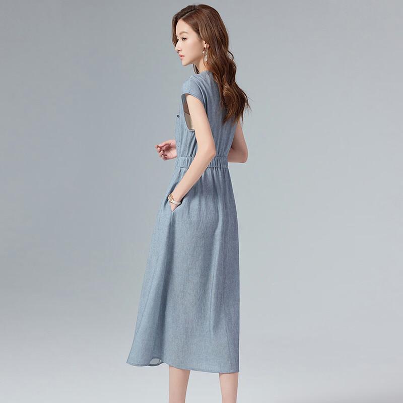 Women's V-Neck Short Sleeve A-Line Summer Dress