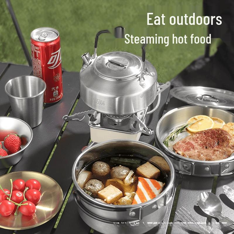 Lantuan 304 Stainless Steel Portable Camping Cookware Set