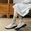 Korean Embroidery Crystal Silk Socks Middle Tube Socks Floral Hosiery Women's Socks Flower Socks