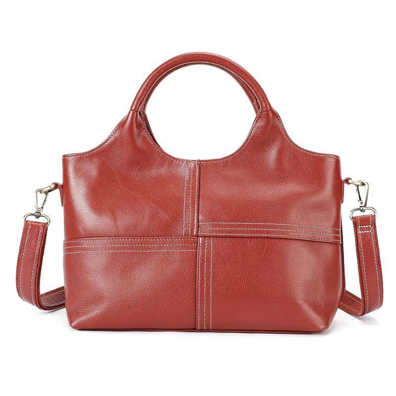 Genuine Leather Single-shoulder Bag Fashionable Top-grain Cowhide Texture Handbag Large-capacity Versatile Commuting Bag