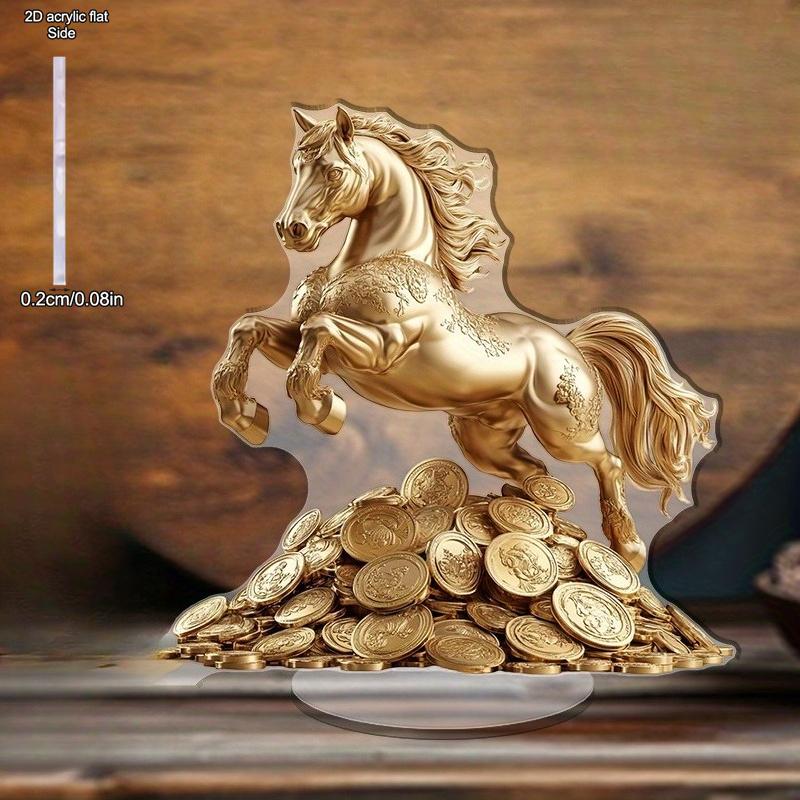 2D Flat Acrylic Horse Statue Decoration, Indoor and Outdoor Decoration - No Battery/electricity Required, Free Day Decoration, Shop Decoration, Durabl