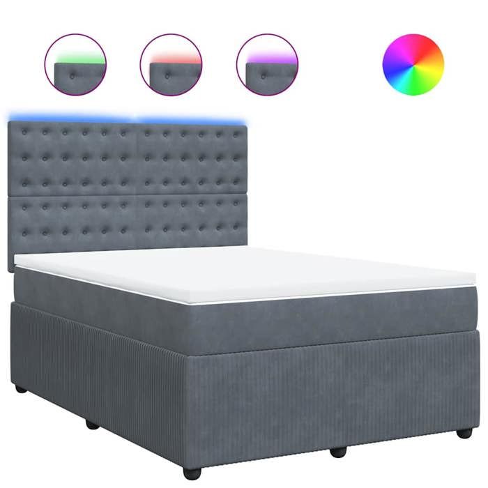 Maison Exclusive - Sommier à lattes de lit et matelas Gris foncé 160x200cm Velours