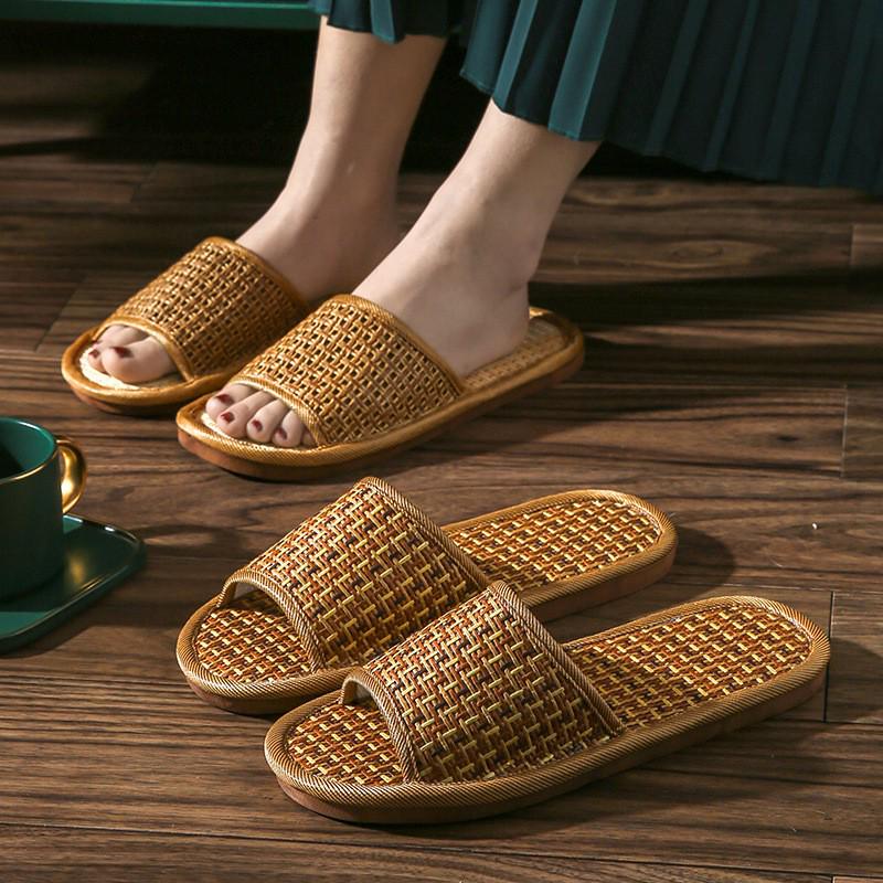 Unisex Rattan-Slipper: Sommer Indoor Rutschfest, Dicksohliger Bambusstroh, Perfekt für alle Jahreszeiten