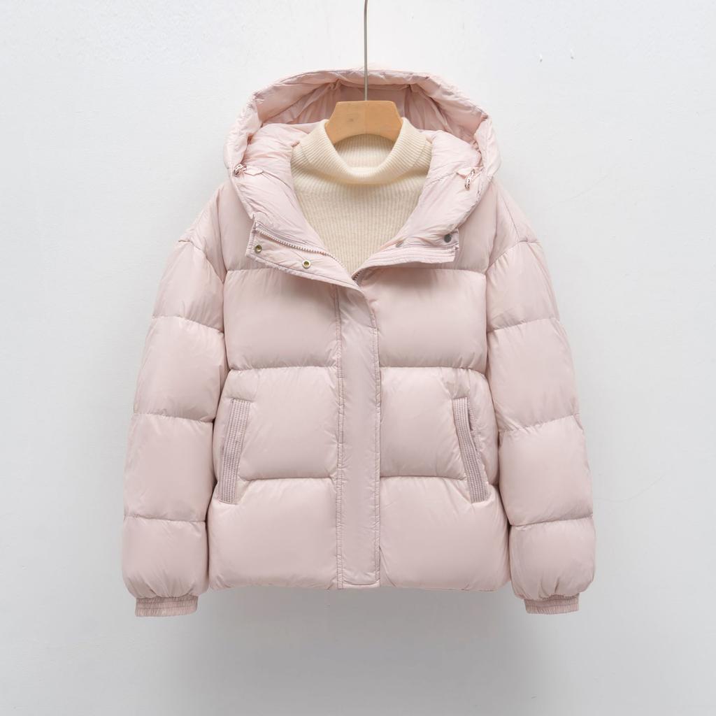 Down Jacket Loose Solid Color Simple Hooded Women's New Winter Warm Thickened Coat