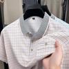 Herren T-Shirt Mit Umlegekragen Karierte Taschen Lässig Bequem Umlegekragen Papa T-Shirt