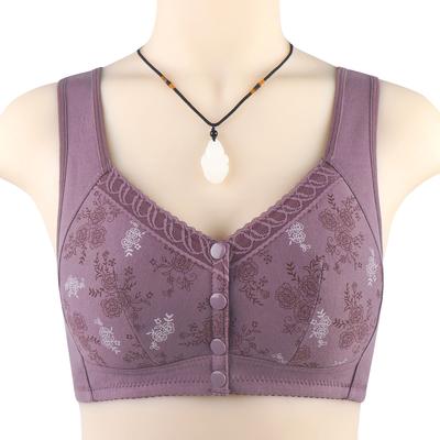 Women Front Button Bra No Steel Ring Printed Underwear Vest Bra Plus Size