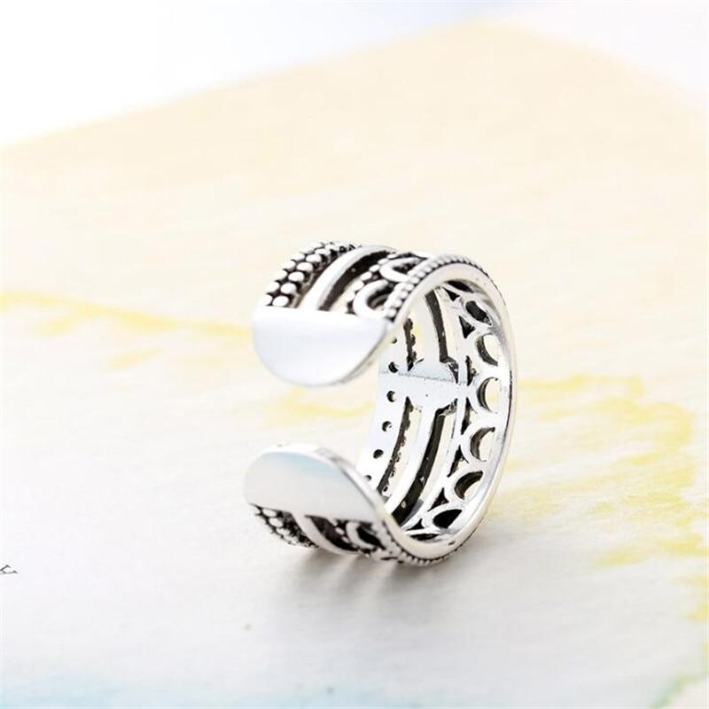 New Temperament Multi -Layer Wavy Flower Line 925 Sterling Silver Jewelry Personality Twist Epoxy Exquisite Opening Rings Sr520