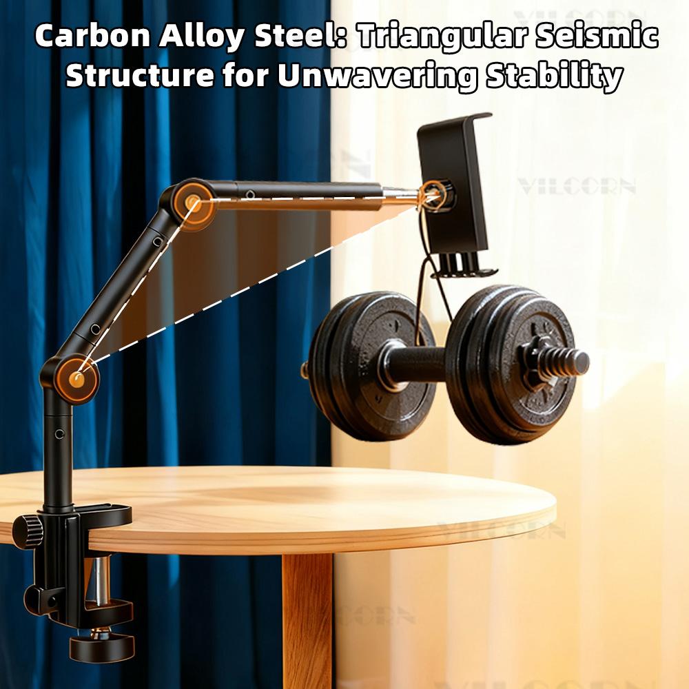 Adjustable Tablet and Phone Holder Bedside Desktop Clamp Stand for Hands-Free Viewing