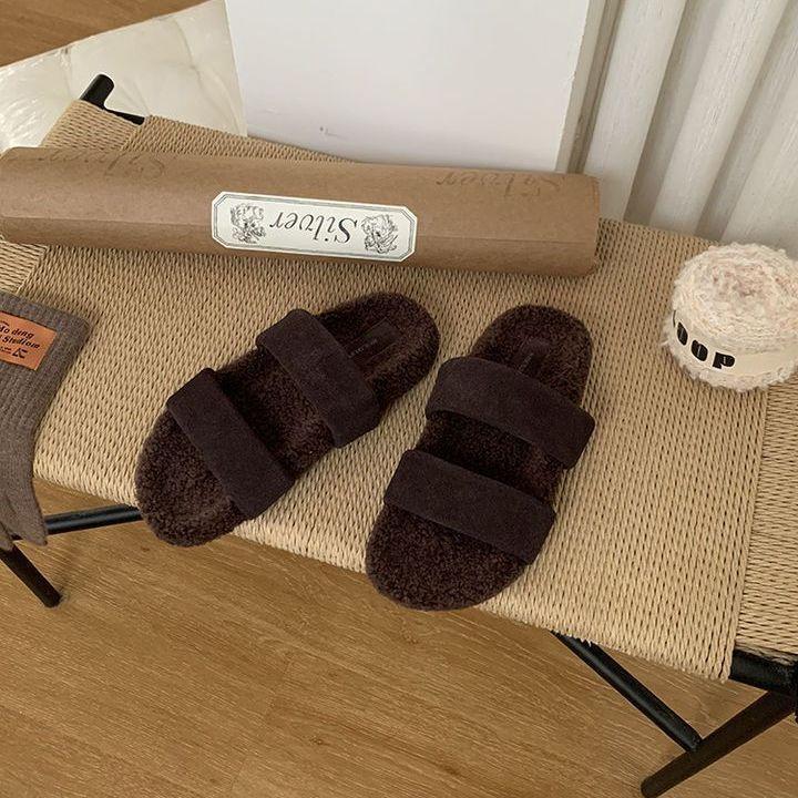 Soft-soled Fashion Mao Mao Slippers Retro Fashion Outer Wear 2025 Versatile Word with Thick-soled Mao Mao Shoes Women's Trend