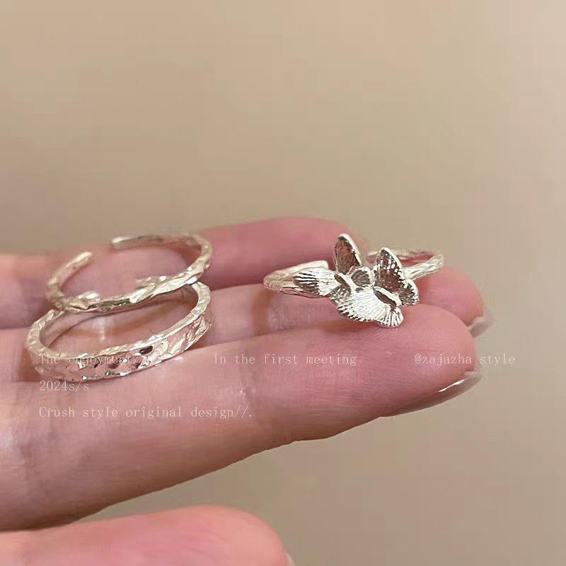 Butterfly Opening Stacked Ring Women'S Earrings Simple Index Finger Ring Fashionable Versatile Sweet Ring Tide