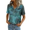 Women's Short Sleeve Button Down Shirt with Chest Pocket Casual Independence Day Top