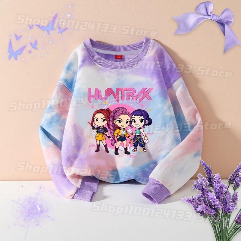 Spring And Autumn Demon Hunter Streetwear T Shirt Girl Cute Anime Print Kid Game Y2K Kawaii Tie-dye Women's Outdoor Pullover Long Sleeve Top Clothes