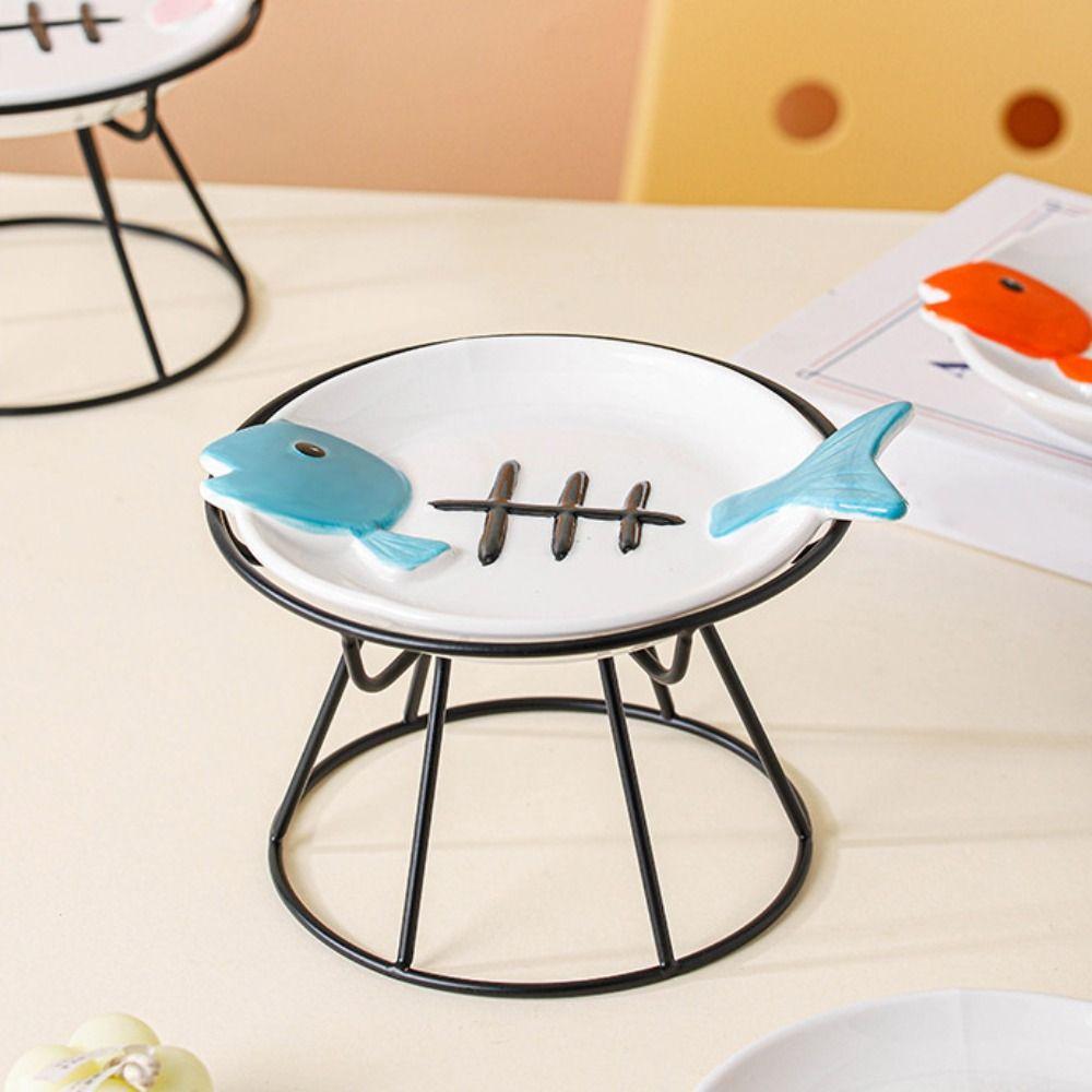 Ceramic Pet Food Water Bowl Cute Raised Pet Feeder Easy To Clean Pet Food Dispenser Pet Supplies