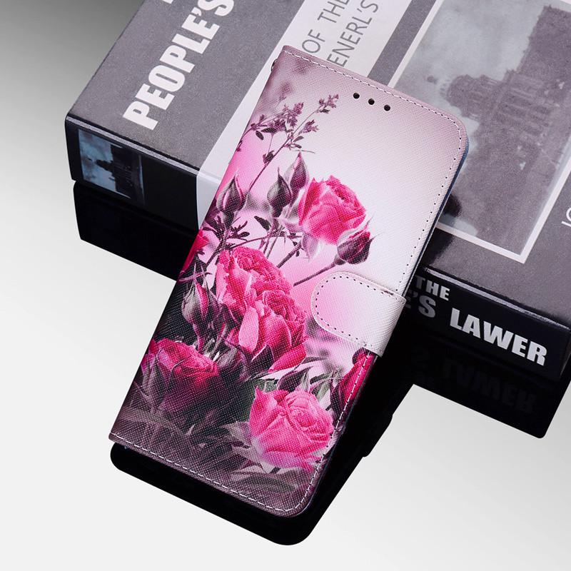 PU Leather Phone Case For Xiaomi 13 12 11T Redmi 13C 12C 10A 9A Note 13 12 11 10 Poco X5 X4 X3 Pro Book Style Painted Wallet Cover With Wrist Strap