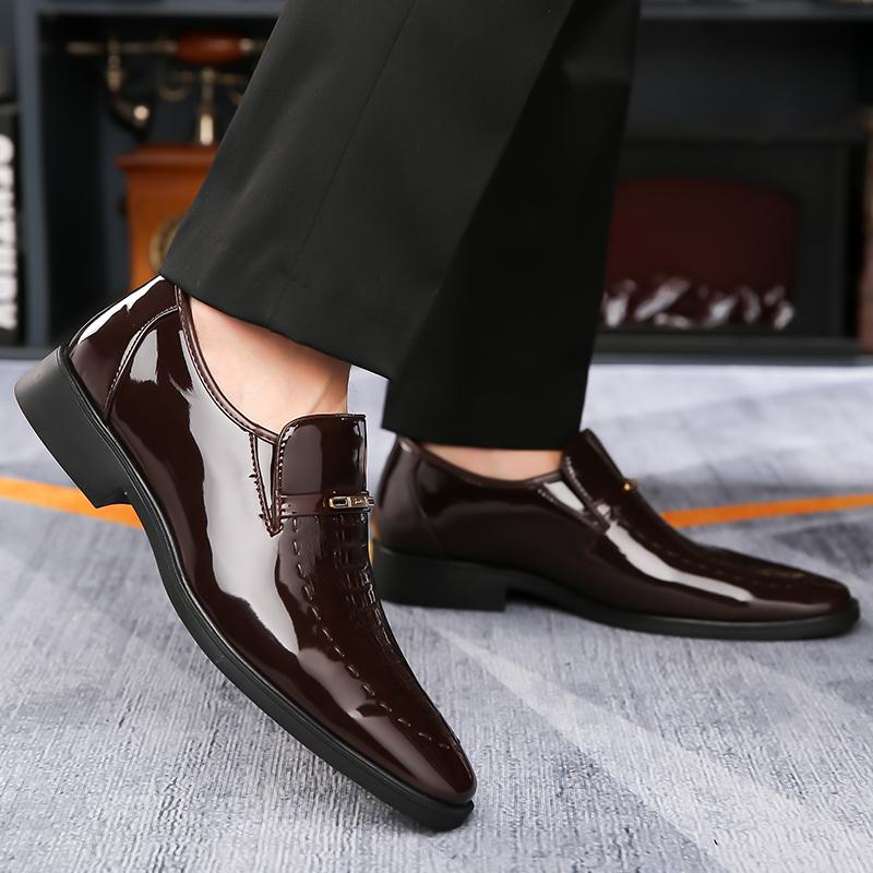 Business Formal Dress Shoes Men Big Size 48 Brown Luxury Leather Loafers Male Slip-on Italian Pointed-Toe Designer Oxford Shoes