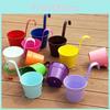 Colorful Metal Hanging Flower Plant Pots With Removable Hooks For Vibrant Garden Decor