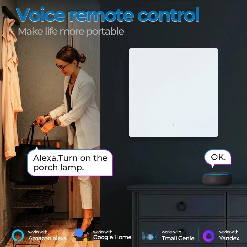 Tuya ZigBee Smart Light Switch No Neutral Wire No Capacitor Needed Wall Push Button Switch 1/2/3 Gang Works with Alexa Google