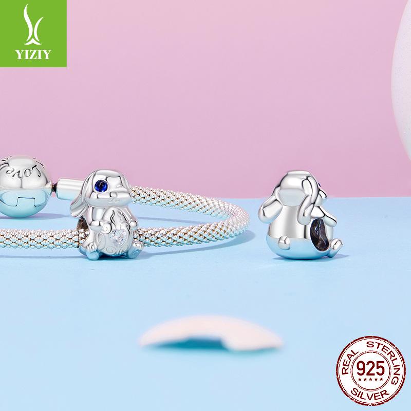 925 Silver Beads Easter Bunny Egg Beads Niche Design Light Luxury Diy Bracelet Beaded Accessories