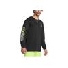 Under Armour Curry Grafické Písmeno Sportovní Kulatý Výstřih Svetr Dlouhý Rukáv Tričko Pánské Vrcholy Černá 1387109-001