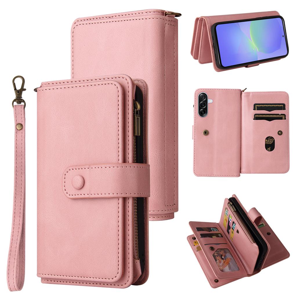 For Samsung Galaxy A36 5G Zipper Wallet Case with 15 Card Slots and Strap Leather Phone Cover