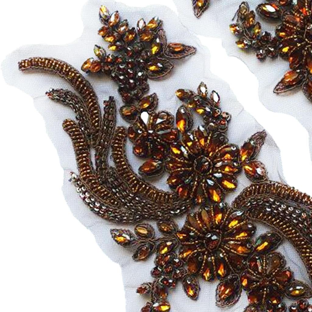 Sew On Beaded Patches Decoration Trim Appliques for Ballet Gown Dress Woman