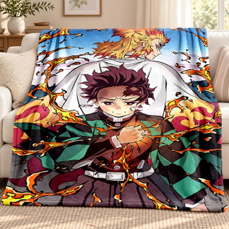 Akaza Demon Slayer blanket Flannel Blanket Soft Cozy Plush Throw for Sofa Bed Lightweight Home Decoration Outdoor camping