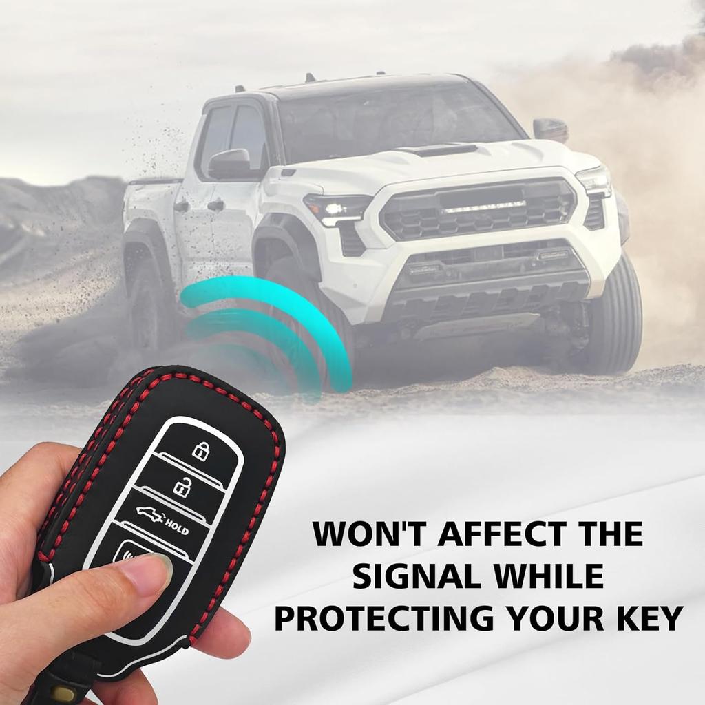 Muslogy Key Fob Cover Compatible with Toyota Tacoma 2024 Accessories Smart Key Shell 4-Button Remote Key Fob Case Replacement Protection Custom Made