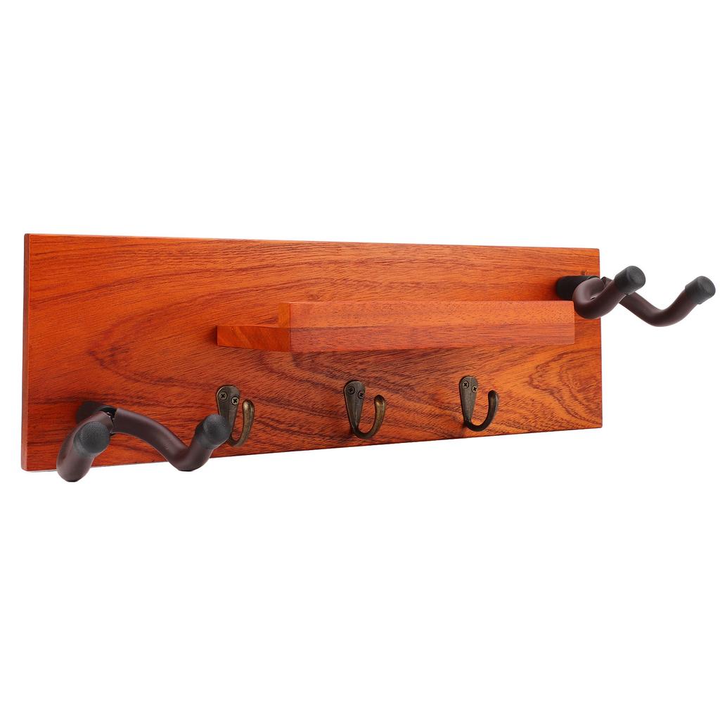 Guitar Wall Mount Shelf Hanger Holder Wood Rack 4 In 1 Multi Function for Musical Instrument
