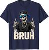 Cool Bruh Skeleton with Cap Rocker Funny Halloween Men Boys T-Shirt