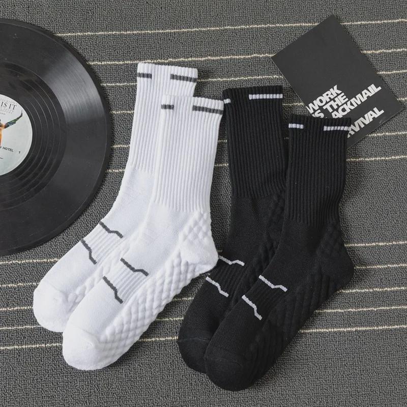 Men's Mid-Tube Cotton Sports Socks for Spring/Summer - Cushion Sole for Running, Badminton, Basketball