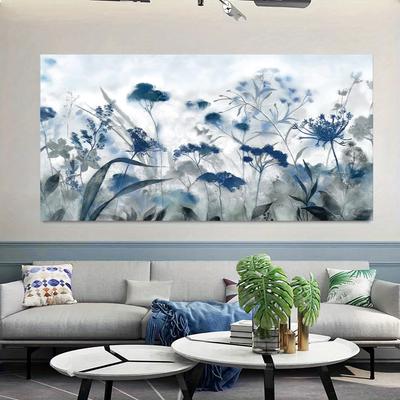 Lienzo índigo con tinta para pared: imágenes, pinturas, impresiones, decoraciones, obras de arte de jardín de flores, decoración de pared estética para dormitorio, sala de estar y baño.