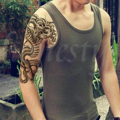 3D Arm Bein Körperkunst Aufkleber Schwarzer Drache Abnehmbar Wasserdicht Cool Temporär Wasserdicht Temporäres Tattoo Aufkleber