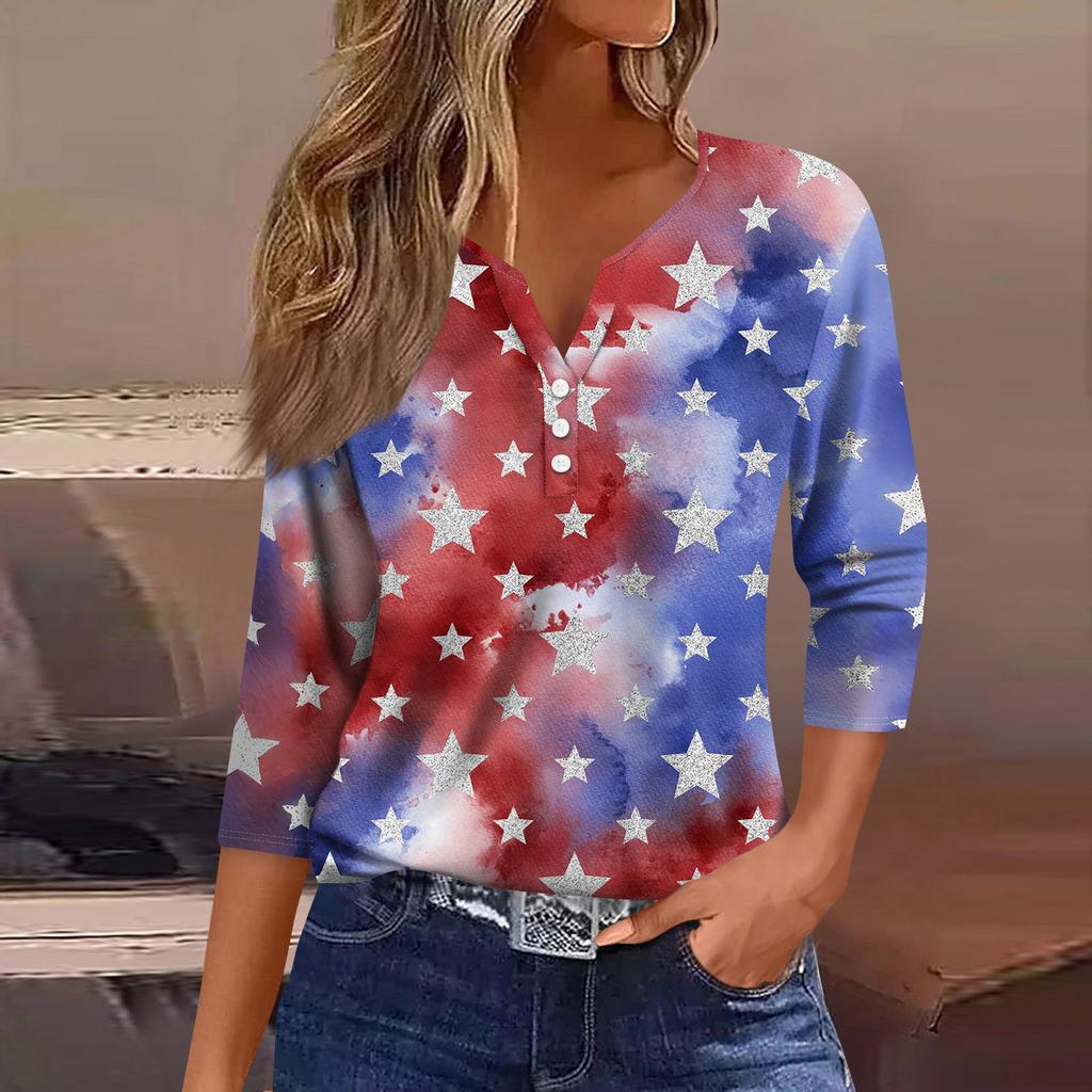 Topuri Damă cu Imprimeu Modă Vintage Casual Larg cu Decolteu în V Mărimi Mari Cămăși