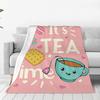 Cute Fun Tea Party Blankets Soft Warm Flannel Throw Blanket Bedspread for Bed Living Room Picnic Travel Home Couch