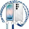 Case for Samsung Galaxy S26 Ultra, Shockproof Scratch-Resistant Solid Bumper with Blue-White Lanyard
