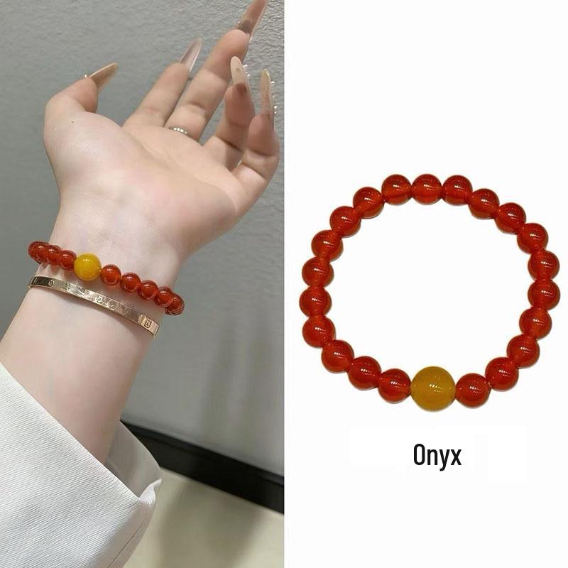 Natural Red  Yellow Agate Bracelets: Fashionable and Simple Unisex Jewelry.