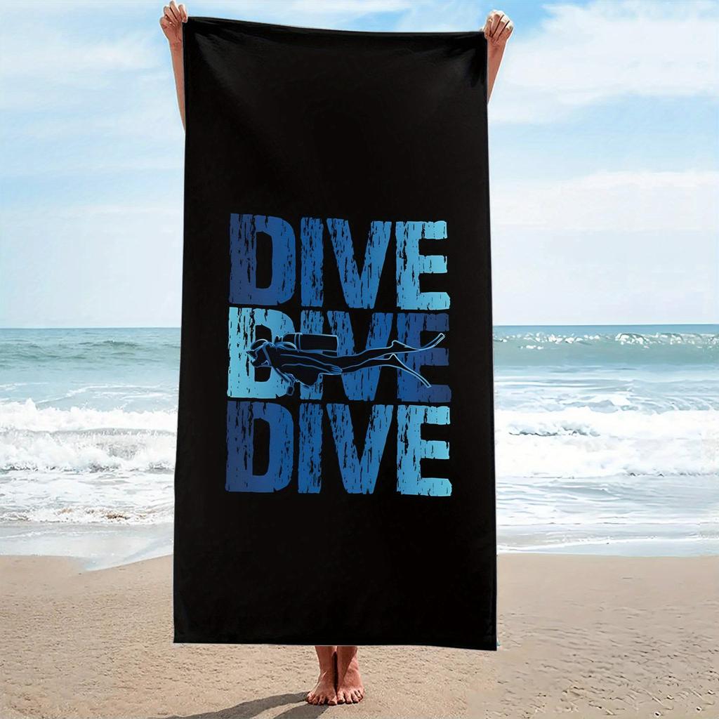 1 ud. Toalla de Playa con Estampado de Buceo Poliéster Secado Rápido Ligera para Playa Natación Camping Viaje Accesorios Unisex