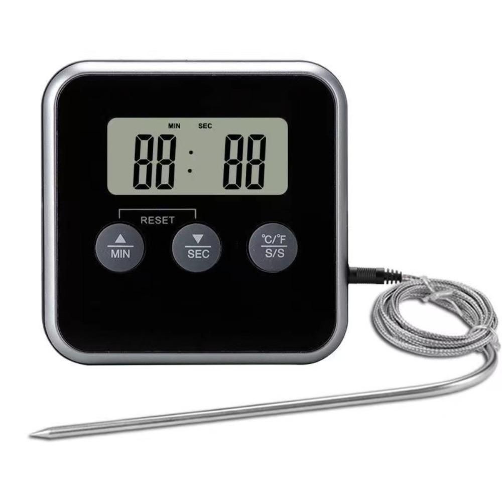 Long Probe Digital Food Thermometer Timed Temperature Meter Gauge Probe BBQ Meat Thermometer Oven чёрный