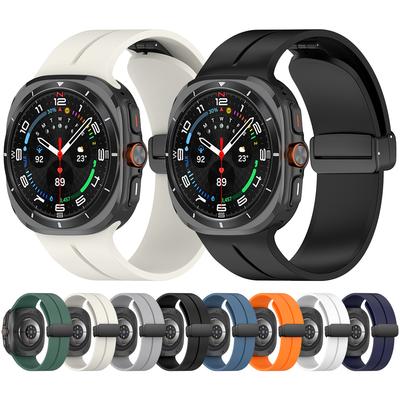 Magnetic D Buckle Sports Silicone Watchband For Samsung Galaxy Watch Ultra 47mm Strap Band Bracelet Replacement Accessories