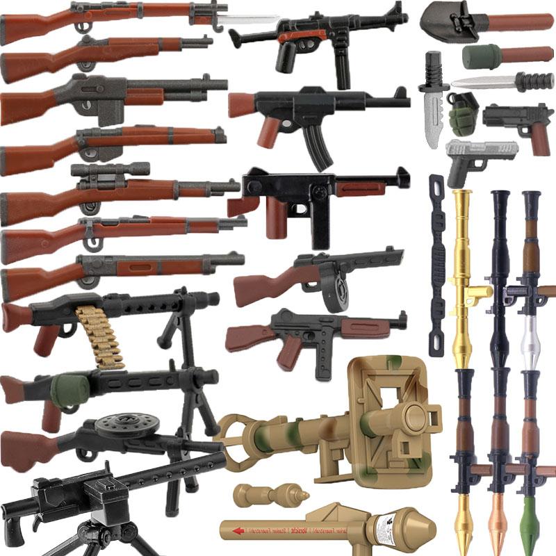 5/10 Zbraně vojáků z 2. světové války Stavebnice Dvoubarevný tisk Stroj Puška Samopal Odstřelovací pušky Vojenské příslušenství Kostky C238