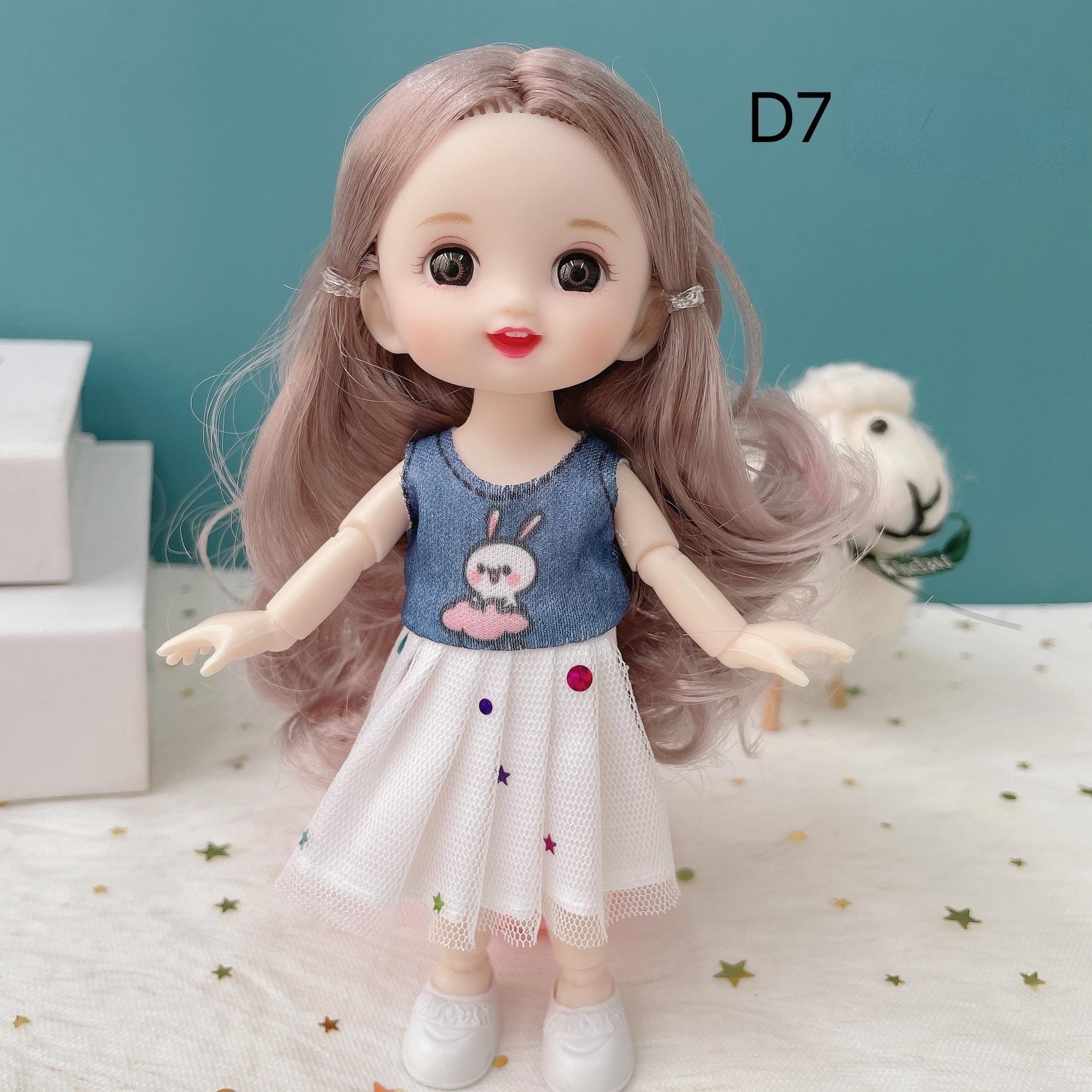 

Мини-подвижная кукла 17 см, игрушка для девочек, 3D большие глаза, BJD, полная одежда принцессы, коллекция платьев, детская кукла в подарок B
