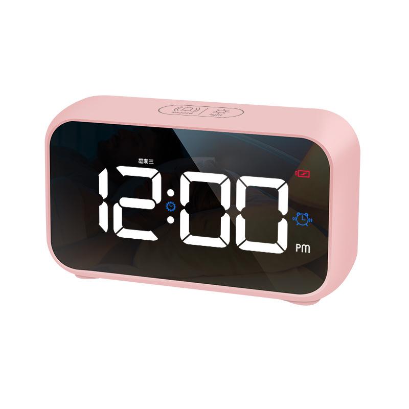 Alarm Clock LED Bluetooth Music Clock Charging Intelligent Voice Control Mirror Hour Time 5 Groups of Alarm Clock